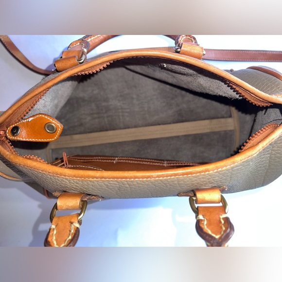 Dooney & Bourke Vintage Classic AWL Leather Shoulder Satchel Bag Taupe - Picture 6 of 10